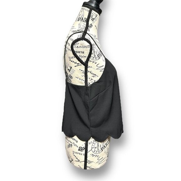 Anthropologie English Factory M Black Cropped Camisole Scallop Hem Minimalist - Picture 5 of 9